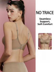 MiiOW | Ice Silk French Triangle Cup Bra Womens Thin Gathered No Steel Ring Fixed Cup Anti-Sagging Beautiful Back Underwear