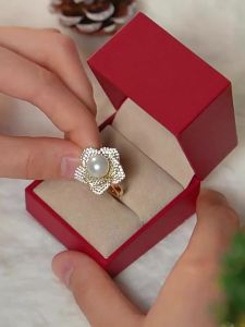 Large White Round Pearl Ring 9-10mm