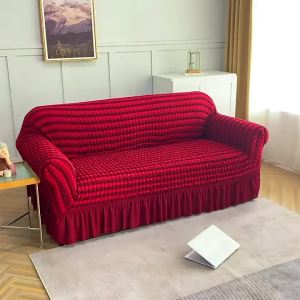 Sofa Cover Slipcover Stretch Bubble Fabric Elastic Skirt Full Protect Washable Universal 1 2 3 4 Seater Living Room