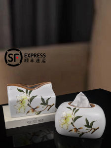 New Chinese Style Ceramic Tissue Box Table Decorative Accessories Home Creative Display Simple European Style Tea Table