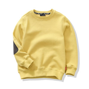 Quality Childrens Pique Cotton Sweatshirt Spring Autumn Style Kids Sportswear Knitted Fabric Shoulder Drop Cuff Polyester