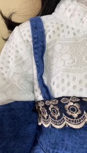 Setelan Felisia Jeans Mix Burkat Anak Perempuan Usia 3 - 10 Tahun / Stelan Denim Celana Cutbray Lengan Jeans Viral Terbaru