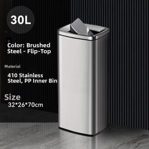 MLZH | Stainless Steel Push-Top Tissue Waste Bin Large Capacity