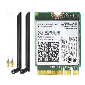 Kebidumei | 7260NGW M.2 Wifi Wireless Card 1200Mbps Dual Band 2.4G 5G Bluetooth 4.0 802.11AC Adapter Card With Antenna For Laptops Desktop