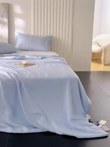 100% Silk Quilt Tencel Lyocell Fiber Blanket Summer Comforter Cooling Solid Color Twin Queen Size Bedding Single Double Bed Thin Duvet Washable