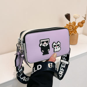 2024 New Fashion Color Block Cartoon Camera Bag Single Shoulder Crossbody Small Square Bag Simple Stylish PU Leather Handbag