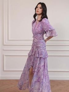 Elegant Fashionable V Neck Floral Dress