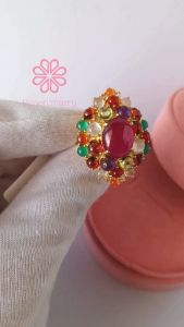 Rosenmarry/แหวนทับทิมแท้ล้อมพลอยแท้รวม 40 กะรัต ตัวเรือนเงินแท้925ชุบทอง พร้อมกล่อง ไซส 52 รหัส BR009