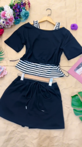 MyDu Shop | Set Bộ MS 2752 – Váy + Áo Khoác + Áo Thun Sọc – Mặc Cực Xinh