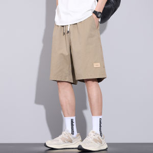 Summer Thin Loose Breathable Cotton Shorts for Men Black Straight Leg