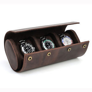 Hộp Cuộn Đồng Hồ 3/2/1 Có Khe Da Thật Cho Nam Hộp Trưng Bày Sắp Xếp Trang Sức Đồng Hồ Da Bò Nubuck Chất Lượng Cao