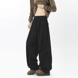 Military Green Folded Blade Wide Leg Casual Pants Mens Autumn American Retro Workwear Design Sensation Sport Leisure Trousers