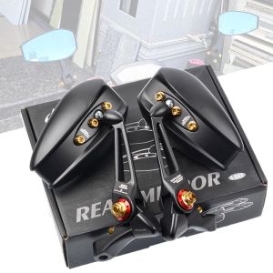 High Quality Foldable Rotatable Adjustable Wide View Motorcycle Rear Mirror red gold screws Decorative Mirror Universial 8mm 10mm Motorcycle Mirror Scooter E-Bike Rearview Mirrors 2Pcs