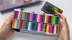 12 Colors Water-Soluble Rainbow Palette Childrens Face Body Paint Makeup Body Paint Pigments Face Makeup for Kids Adults with brushes