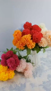9 Head Artificial Chrysanthemum Bouquet Silk Flowers Outdoor Garden Cemetery Worship Home Decor