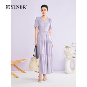 YINER | French Elegant V-neck Silky Summer New Dress