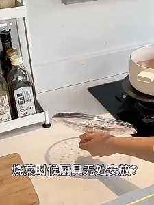 Kitchen pot cover rack Organizer Foldable Spatula Pot Lid Holder Kitchen Multipurpose Pot Lid Holder