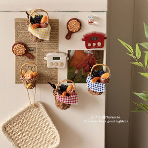 Móc Lạnh Hình Mâm Cắm Trại Bằng Tre Cổ Điển Có Từ Tính Miniature Fridge Magnet Home Decorative Accessories