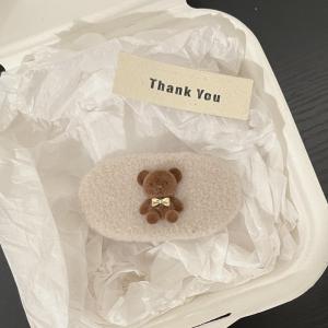 กิ๊บติดผมลายหมีผ้าขนสัตว์ฤดูใบไม้ร่วง/ฤดูหนาว กิ๊บติดผมรูปผีเสื้อสีสันสดใสแบบย้อนยุค กิ๊บติดผมแบบอเนกประสงค์สำหรับผู้หญิง