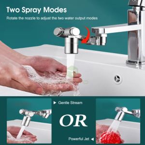 Faucet Robotic Arm Faucet 1080 ° Universal Rotation Faucet Extension Splash-proof Faucet Mechanical Arm Faucet Water Nozzle Faucet Adaptor Kitchen Tap with 2 Water Outlet Modes for Face Washing Gargle Hair Washing