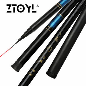 ZTOYL คันเบ็ดตกปลาไฟเบอร์ไฟเบอร์เบ็ดตกปลาแบบยืดหดได้
