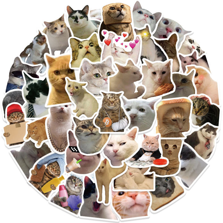 50pcs Funny Cat MEME Stickers Toy DIY Kids Notebook Motorcycle Laptop ...