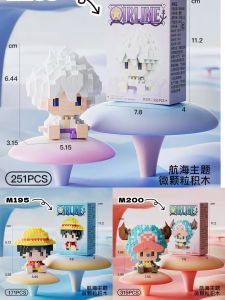 Bandai | Anime Building Blocks Luffy Assembly Parts Straw Hat Pirate Road Wang Fei Model Mini Building Blocks Dolls Toys Gifts