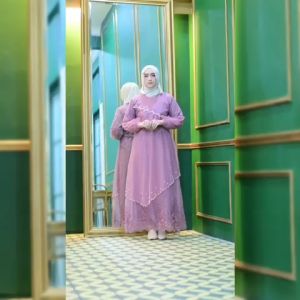 SALE!!! Gamis Pesta Mewah Terbaru Full Tille Bordir Premium 25989