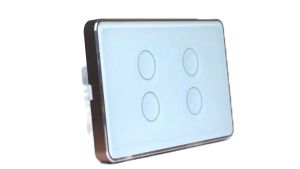 Công tắc cảm ứng thông minh wifi loại Đặc Biệt nút chạm lõm viền nhôm màu vàng