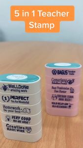 5 in 1 Teacher Stamp | Teacher Stock Stamp | Compact Convenient Portable | Review Stamps for Teachers | Homework