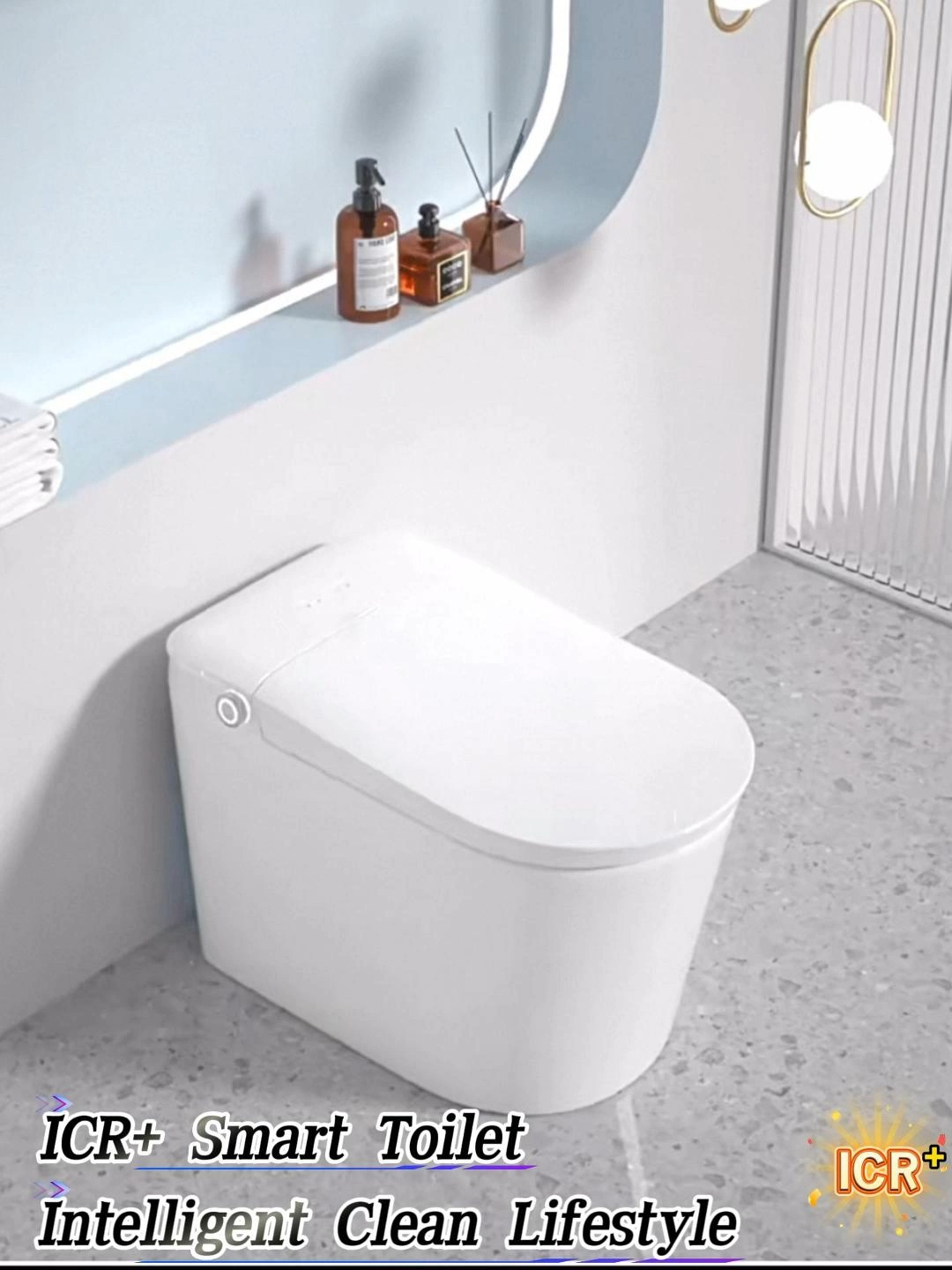 Smart Toilet Built In Water Tank Zero Water Pressure Limit Radar Sensing Auto Open Close Cover Seat Flushing Bidet Wash Warm Air Drying Foot Kick Flip Ring Night Light