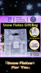 Gift Bag 20pcs Goodies Bag Door Gift Thank You Birthday Wedding Party School Kindergarden (9) For You Snow Flakes Beg Baked Dessert Tote Plastic Bags