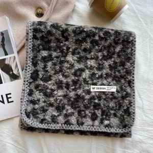 Fashionable Leopard Print Scarf Womens Autumn Winter Versatile 2024 New Popular Korean Style Warm Lamb Fur Shoulder Shawl