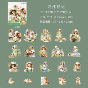 Childhood Memories Childrens PET Stickers Light Retro Die-Cut Scrapbooking Character Scene Decoration DIY Scrapbook Collage Art