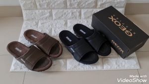 SANDAL PRIA KULIT ASLl GEOX / SANDAL COWOK SLIDE KULIT / SENDAL SELOP FLAT COWOK / SANDAL LEBARAN FORMAL SANTAI EMPUK RUNGAN