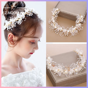 X.Z.MOONLIGH: 1Set Romantic Inlaid Imitation Pearls Flower Wreaths Headband / Exquisite Handmade Rhinestone Alloy Floral Headwear / Children Adult