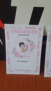 (100pcs) undangan pernikahan 12x17 bahan BC model selembar bolak balik free foto plastik