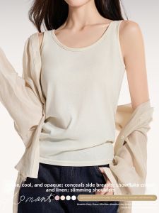Snowflake Pattern Cotton-Linen Camisole Spaghetti Strap Loose-Fit Sleeveless Top for Innerwear or Outerwear