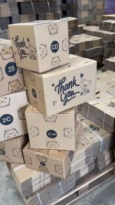 สุดคุ้ม กล่องพัสดุ กล่องThank you กล่องลายหมี ทำจากกระดาษ KLL โรงงานผลิตกล่อง