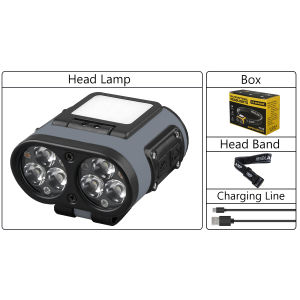 XIWANGFIRE | Đèn Pin LED COB Có Thể Sạc Lại Bằng USB Có Pin Tích Hợp Để Câu Cá Cắm Trại - Đèn Pin Cảm Biến Có Đèn Pha Cao/thấp Chống Thấm Nước