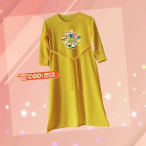 Gamis Anak Perempuan Bergambar Pororo Happy Panjang Usia 2-9 Th