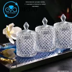 Set 4 Thố Mứt Tết Thuỷ Tinh / Thố Mứt Pha Lê Kim Cương Mini  /Thố Bi Crystal Diamond Jar Mini TG1030-2.5