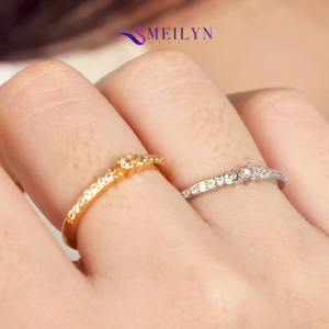 MEILYN Cincin Fashion Wanita Model Gemma GG6 Permata Baris Rings Lapis Emas All Series