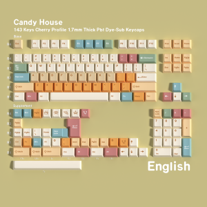 PBT Cherry Keycaps Candy House German Spanish French Korean Russian Keycap Dye Sub For Mechanical Keyboard Gaming RS6 V75X