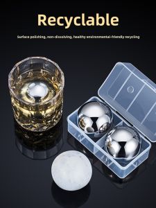 Stainless Steel Ice Cube 304 Metal Recyclable Ice Cube Spherical Quick-Frozen Whisky Stone Whiskey Beer Iced Handy Gadget