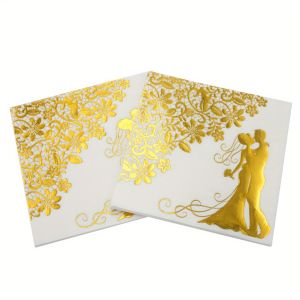 20/40pcs Wedding Paper Napkins Sparkle Golden Bride Groom Table Napkins 33x33cm Two-Layers Home Hotel Wedding Party Table Decor