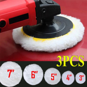 3Pcs Car Wool Polish Pad Disc Car Waxing Pad for Car Buffer Polisher Compounding Polishing and Waxing 3/4/5/6/7inch