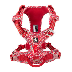 TRUELOVE Front Nylon Dog Harness Floral Cotton No Pull Soft Adjustable Pet Harness Reflective for Small Medium Large Dogs Running Training