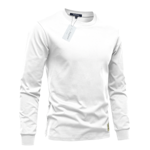 Áo Thun Nam Tay Dài Cổ Tròn Màu Trơn Cotton Nguyên Chất Thường Ngày Ôm Vừa Vặn Mùa Xuân Thu Thường Ngày Thoáng Khí