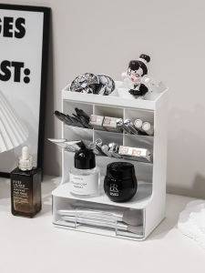 ช่องเก็บของสำหรับเครื่องสำอางแบบตั้งได้ กล่องเก็บของสำหรับโต๊ะแต่งหน้า จัดระเบียบเครื่องสำอาง กระดูกสันหลัง กล่องเก็บของแบบลิ่ม ที่วางเครื่องสำอาง